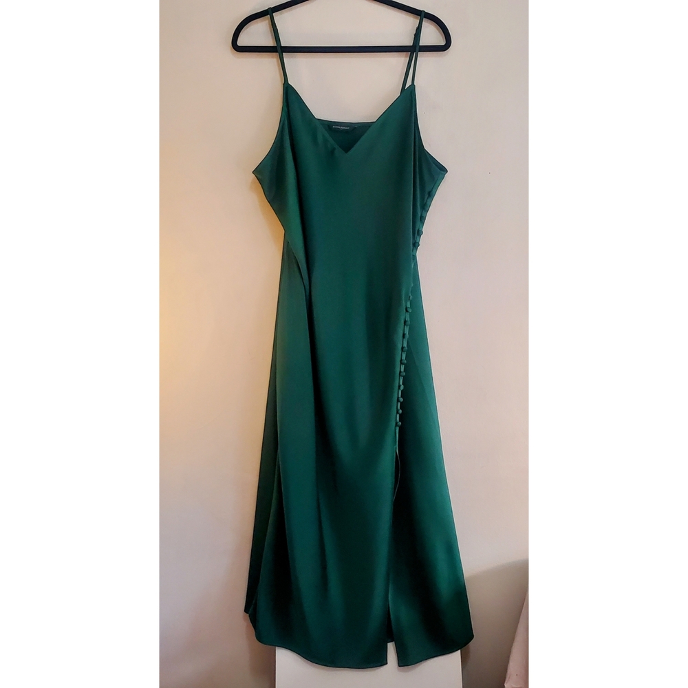 Banana Republic Emerald Green Satin Midi Dress